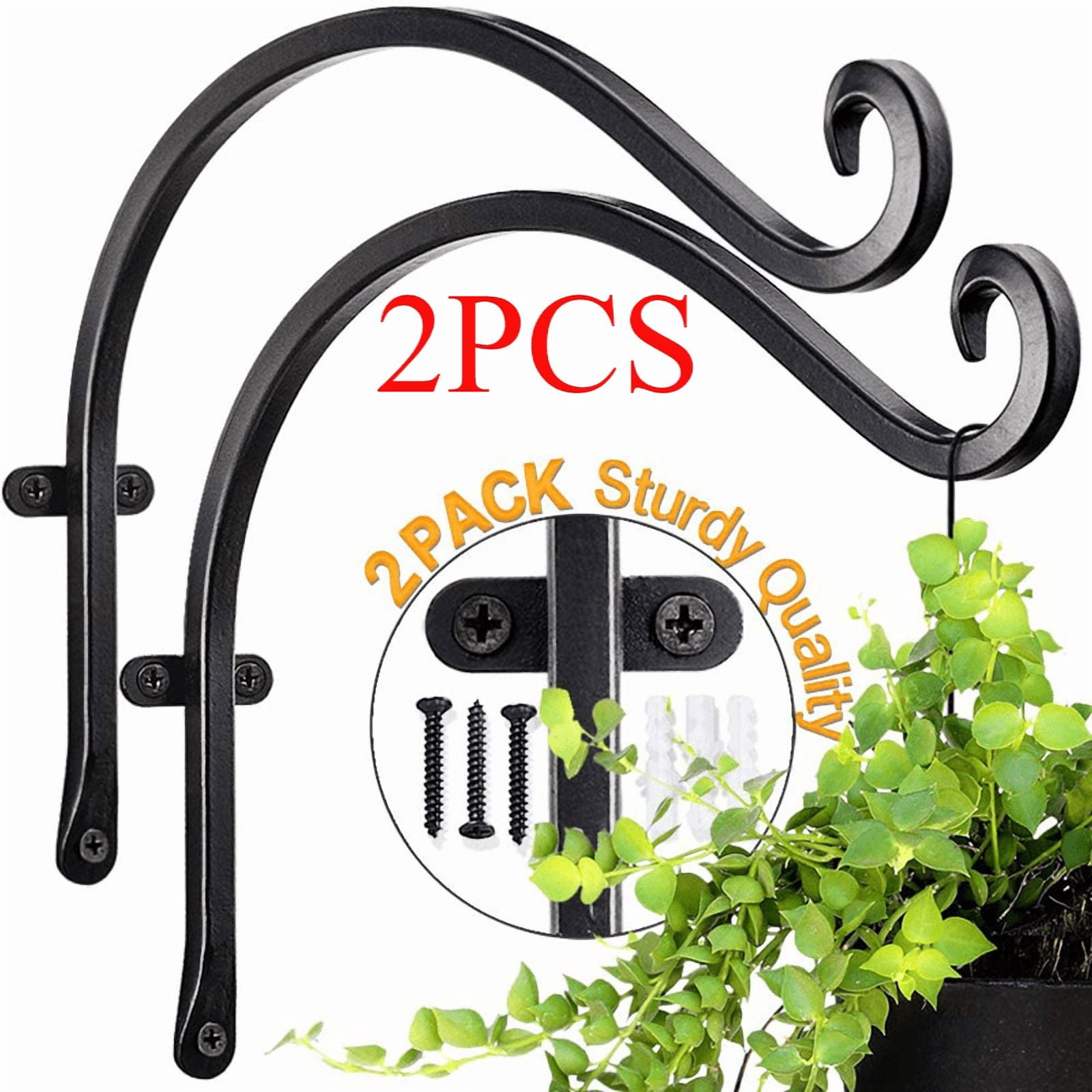Senya 2 Pack Hanging Plant Bracket, 12 inch Metal Plant Hook Shepherds Hook, Decorative Wall Plant Hanger(Black and White)