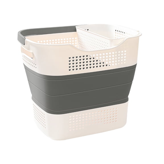 Senya 32L Small Collapsible Plastic Laundry Basket, Folding Laundry Basket Plastic with Handles,Laundry Basket Foldable (1 Pack, Dark Green)