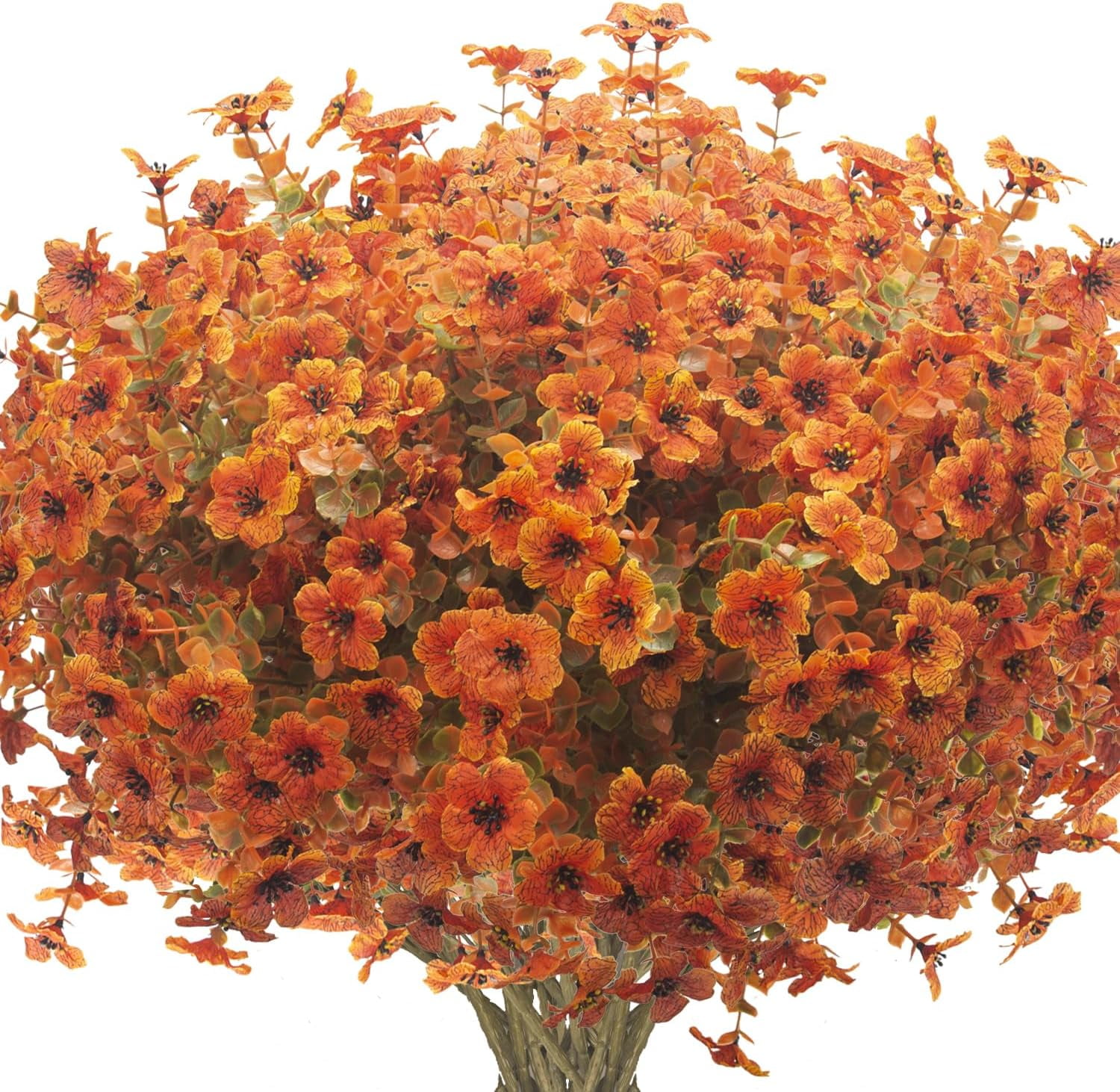 Senya Artificial Fake Plants Flowers for Outdoor Spring Decoration, 16 Bundles Faux Silk Colorful Daisy UV Resistant Realistic