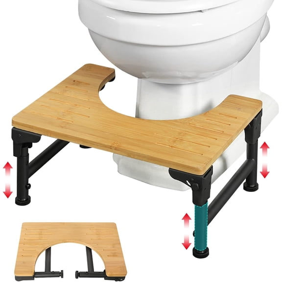Senya Bamboo Toilet Stool for Bathroom, 7 Inches Poop Stool with Non-Slip Layer for Children, The Old