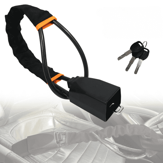 Senya Car Steering Wheel Lock, Seat Belt Lock, Anti-Theft Device, Max 17 Inch Length, Small and Light-Weight, Multi-Functional, Fit Most Vehicle, SUV, Golf Cart Security