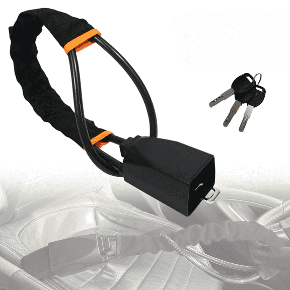 Senya Car Steering Wheel Lock, Seat Belt Lock, Anti-Theft Device, Max 17 Inch Length, Small and Light-Weight, Multi-Functional, Fit Most Vehicle, SUV, Golf Cart Security