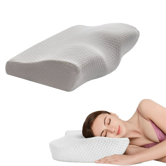 Senya Cervical Memory Foam Pillow, Contour Pillows for Neck and Shoulder Pain Relief (Gray&White)