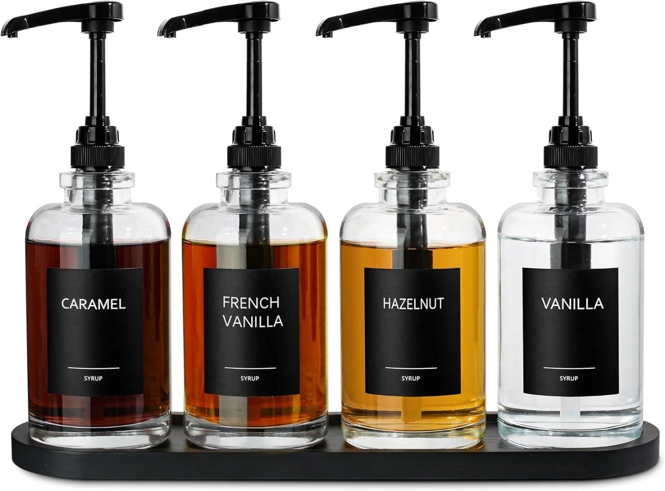Senya Coffee Syrup Dispense, Glass Coffee Syrup Pump Dispenser with 1/4oz Large Capacity Pump