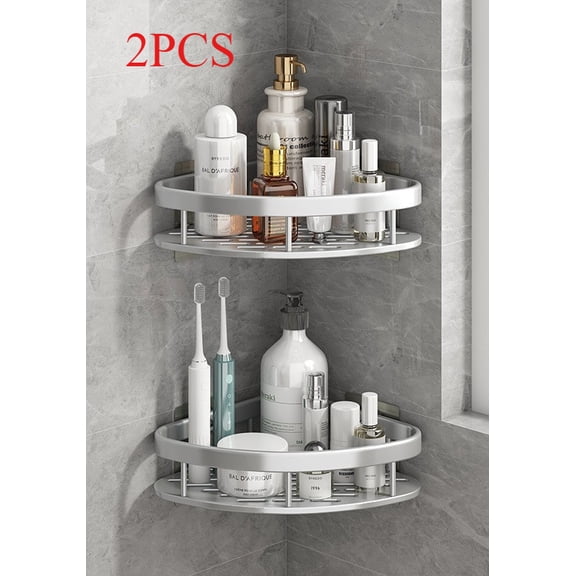 Senya Corner Shower Caddy Adhesive Shower Shelf Corner No Drilling Bathroom Shower Organizer Storage Rack (2-Pack, Black)