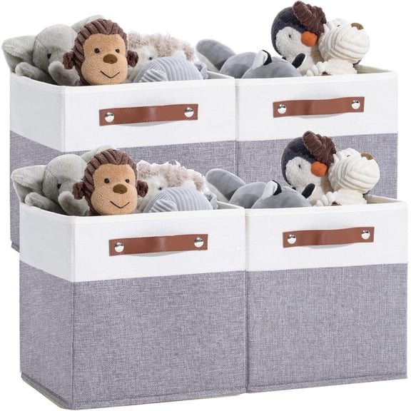 Senya Cube Storage Bins 4 Pack,11 Inch Collapsible Storage Bins,Fabric Storage Cubes Can be Usd Closet Organizers