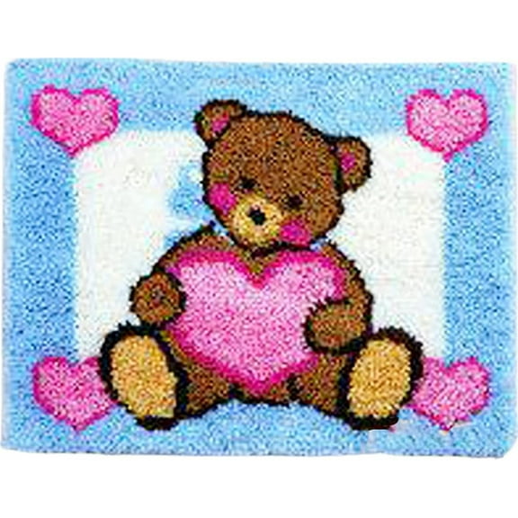 Senya DIY Latch Hook Rug Kits for Adults Kids Bear Doormat Rug Making Kits Tapestry Kits with Canvas Carpet Needlework 20.5Inch X13.8Inch