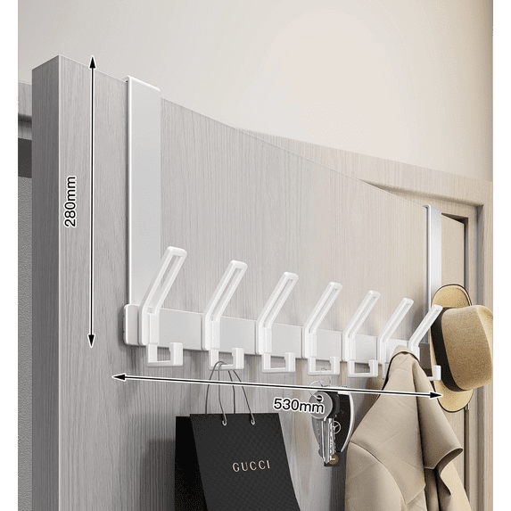 Senya over the Door Hooks,Sturdy Towel Rack with 6-dual Hooks Hanger for over Door Hanging Clothes,Hat,Towel Coat Rack for Back of Bathroom,Bedroom,Matte Black 2 Pack