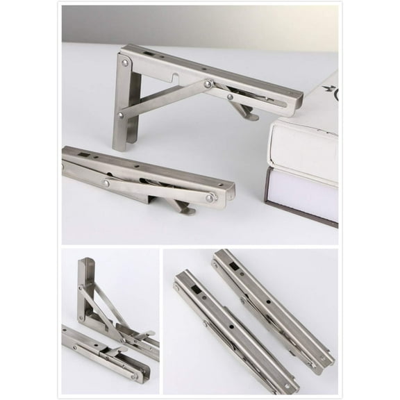 Senya Folding Shelf Brackets with Install Screws, Heavy Duty Stainless Steel 304 Collapsible Shelf Bracket(12", 2 Pieces)