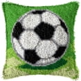 thumbnail image 1 of Senya Football Latch Hook Kits Pillow Canvas DIY Handmade Cushion Crochet Yarn Embroidery Needlework 43x43cm, 1 of 8