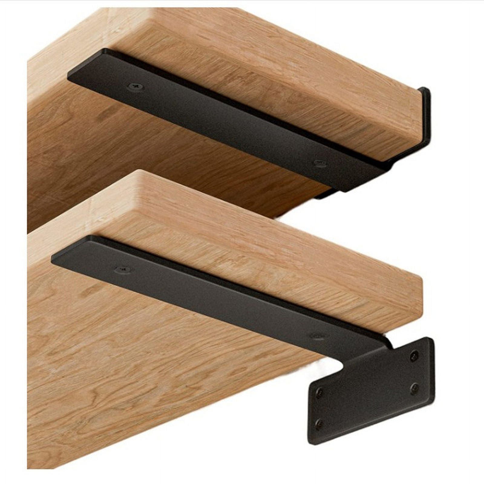Senya Heavy Duty Floating Shelf Bracket (8 inch-4 Pack) with (3.5mm or 5mm-Thick) Metal Black, Holds 160+lb, Powder Coated, Complete Mounting Hardware, Easy Install, Clear Instructions