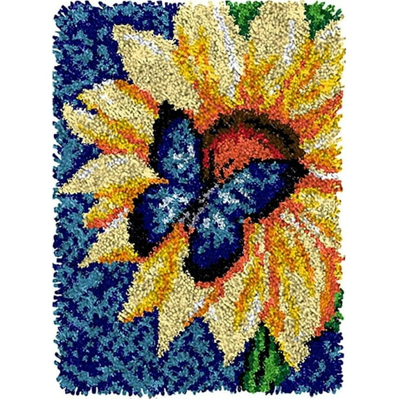 Senya Latch Hook Kits for Adults Kids DIY Butterfly Rug Making Kits Needlework Doormat Creative Gift Home Decoration 20.5Inch X13.8Inch