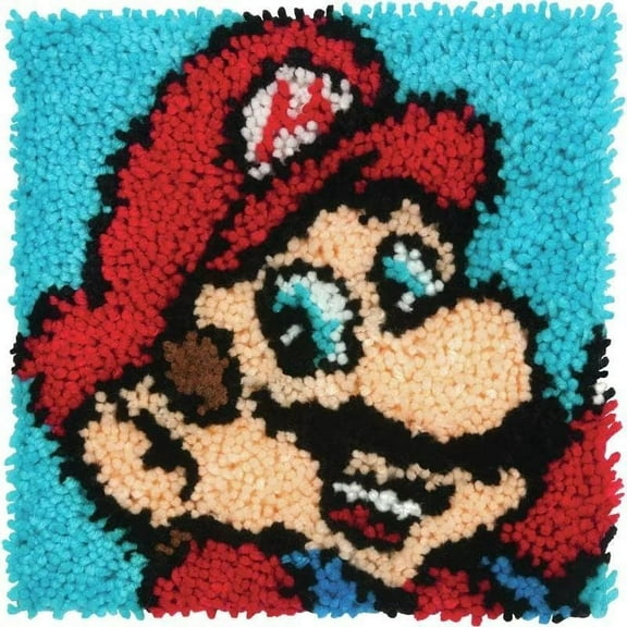 Senya Mario Latch Hook Cushion Kits, DIY Latch Hook Pillow Case Kits Embroidery Kits Carpet Set 17X17Inch