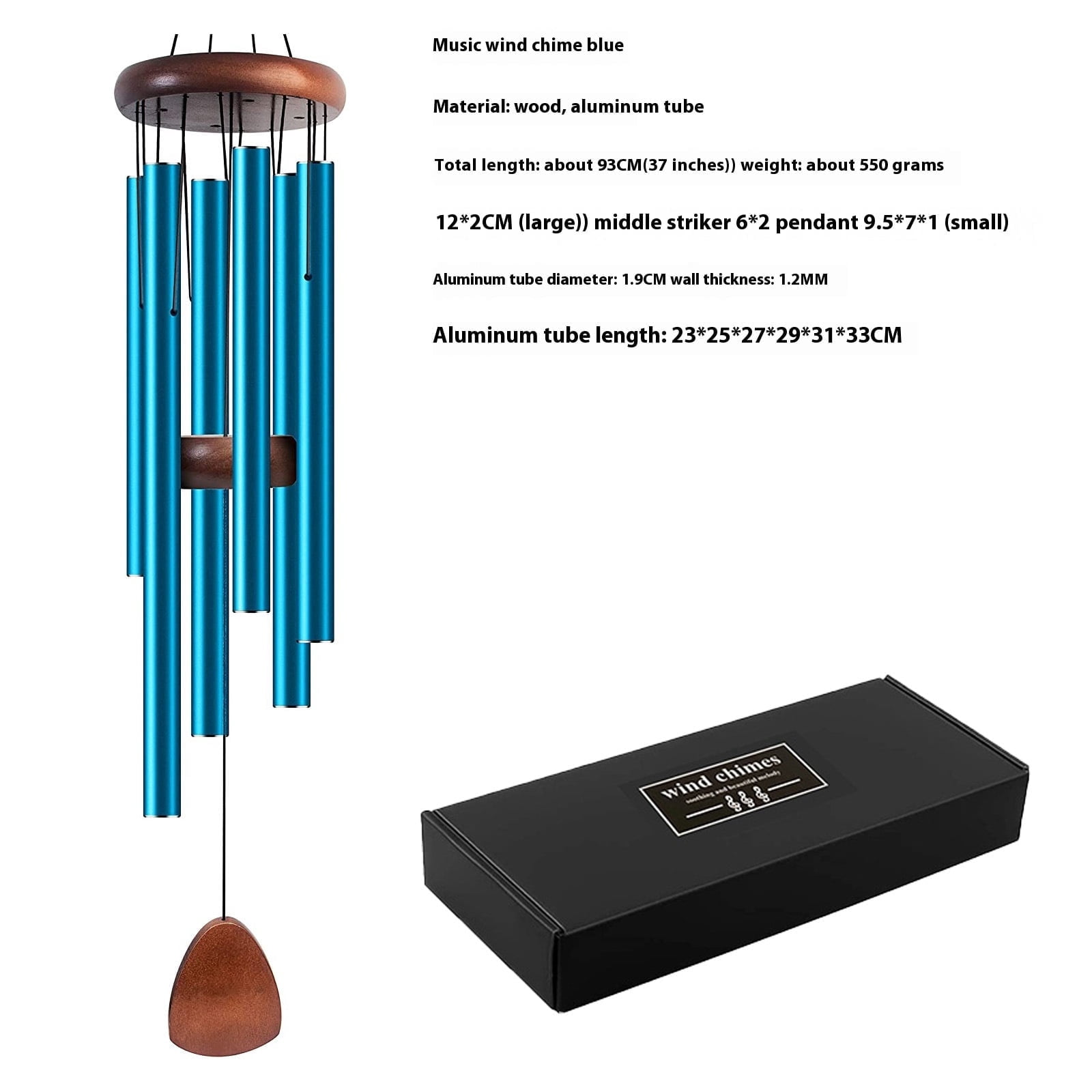 Senya Memorial Wind Chimes, Sympathy Wind Chimes Best Sympathy Gift Wind Chimes for Outside - Blue (Teardrop)