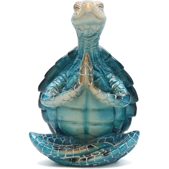 Senya Sea Turtle Meditation Yoga Decor, Sea Turtle Meditating Coastal Beach Decorations, Zen Yoga Resin Sea Turtle Statue for Home Office Decorations (Put The Palms Separate)