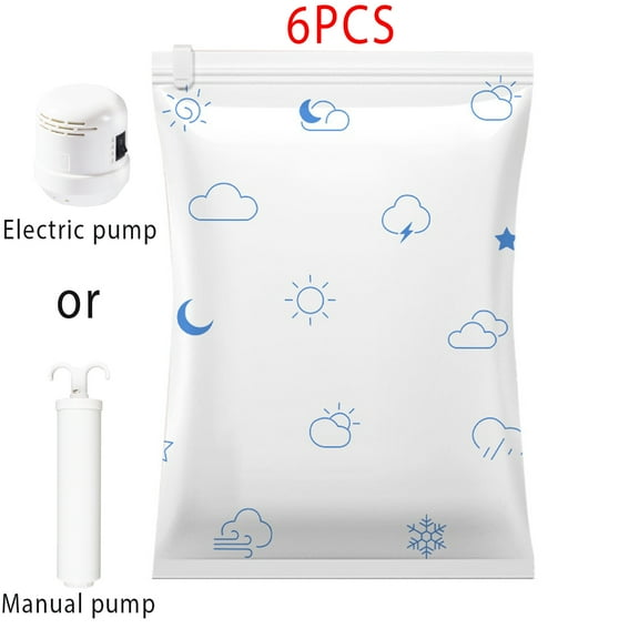Senya Space Bags Vacuum Storage Bags (Jumbo Vacuum Storage Bags 6-Pk) Save 80% Space - Vacuum Bags for Comforters and Blankets, Bedding, Compression Seal for Closet Storage - Pump for Travel