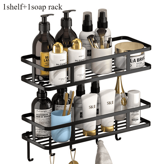 Senya Wall Mount Display Floating RV Shelves with Rail, Stainless Steel& Metal - Set of 2 (Large & Small), 12 inch - Hold 10lbs, Rustic Gray