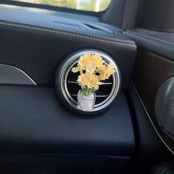 Senz Creative Starry Sky Flower Car Air Vent Clip, Clear Crystal Car Interior A/C Decoration, Universal Dashboard Accessory for Women & Girls