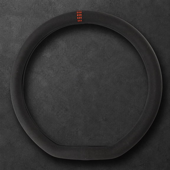 Senz D-Shaped Suede Steering Wheel Cover With Centering Mark, Non-Slip Breathable Sweat-Absorbent Auto Interior Accessory (14.5-15 Inch)