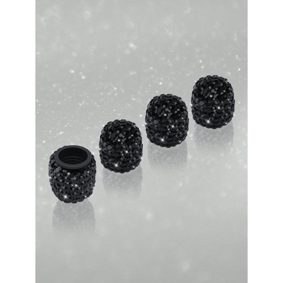 Senz Fashionable Rhinestone Car & Motorcycle Tire Valve Stem Caps, Shiny Wheel Hub Decorations & Tire Caps (4pcs/Set)