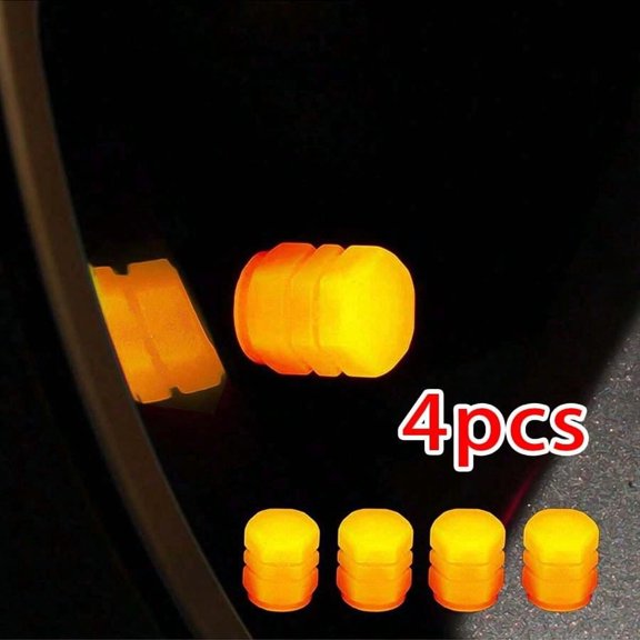 Senz Luminous Tire Valve Caps, Glow in Dark Valve Core Covers, Universal LED Wheel Rim Accessories for Cars, Motorcycles, and Electric Vehicles, 4pcs/Set