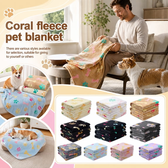 Seo Title: Coral Fleece Pet Blankets for Indoor Cats, Soft Warm Dog Blanket for Crate, Cozy Throw Blanket for Medium Dogs, 3-Pack