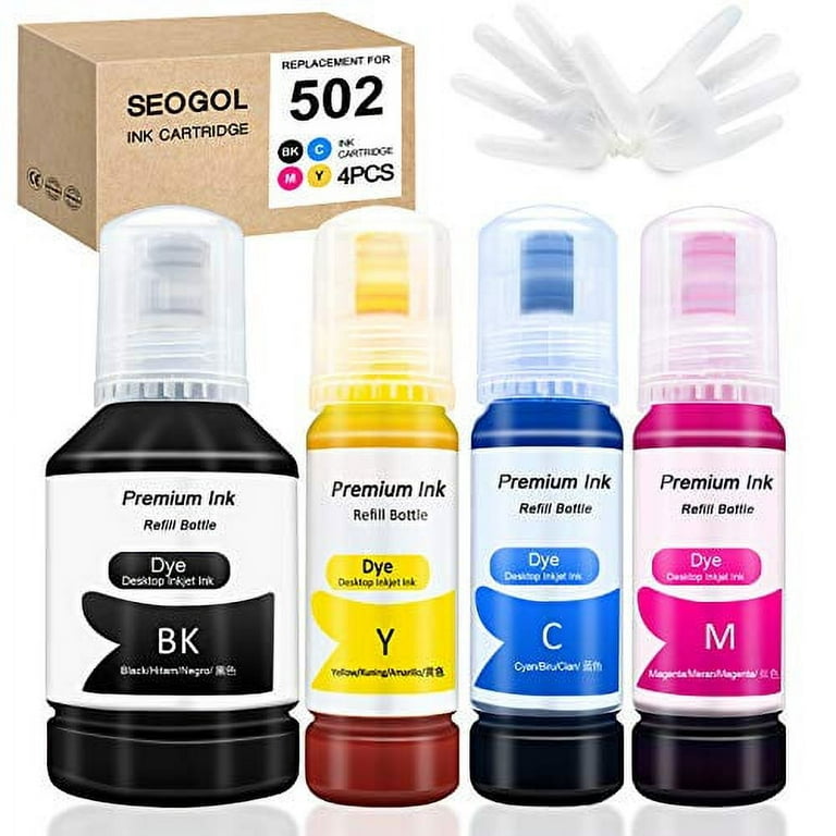 Printers Jack Compatible Epson T502 502 Refill Ink Bottle Kit for Epson  EcoTank ET-2700 ET-2750 ET-2760 ET-3700 ET-3710 ET-3750 ET-3760 ET-4760