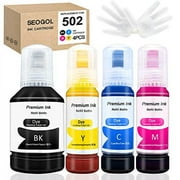Seogol Compatible Epson 502 T502 Refill Ink Bottles Replacement for Ecotank ET-2750 ET-3750 ET-4750 ET-2760 ET-3760 ET-4760 ET-2700 ET-3700 ET-3710 ET-15000 ST-2000 ST-3000 ST-4000 - 4 Pack