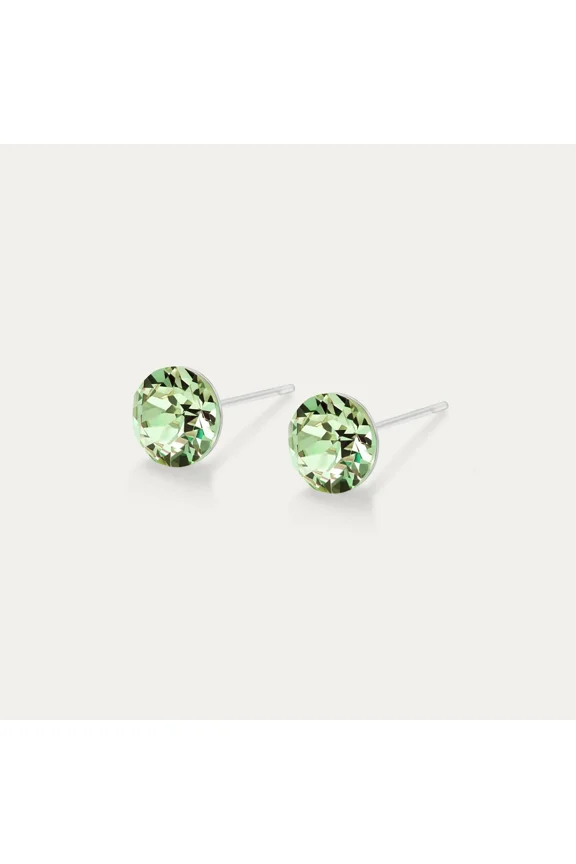 Aurora Austrian 6mm Crystal Stud Earrings for Women, Hypoallergenic Stainless Steel, Tarnish-Free Small Studs – Small | Chrysolite