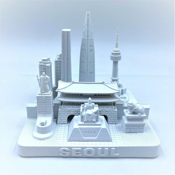 Seoul 3D City Famous Building Model Statue Souvenir Decoration for Home Office White 4