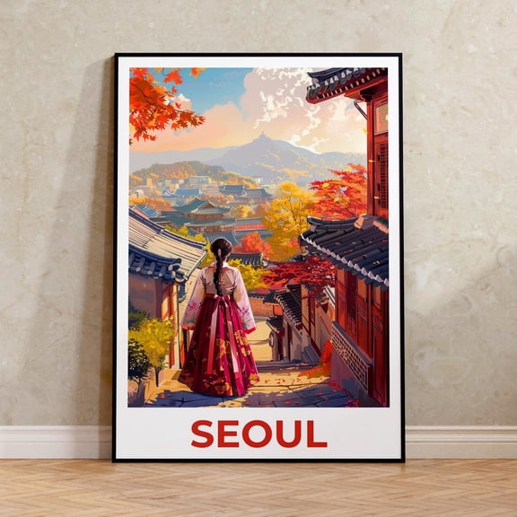 Seoul Bukchon Hanok Korean Culture Wall Art Decor Unframed Paper Print