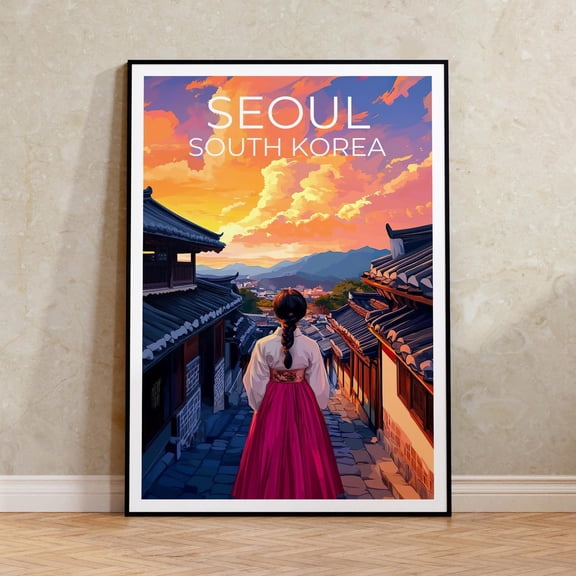 Seoul Hanbok Bukchon Village Wall Art Decor Unframed Paper Print