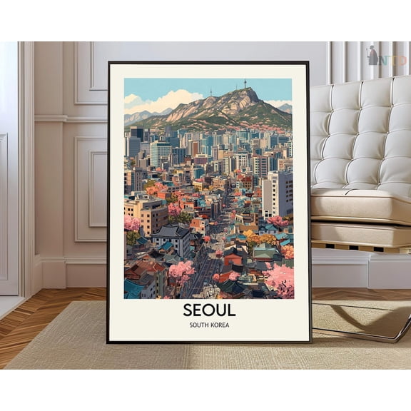 Seoul Korea Skyline Poster, Unframed Paper Poster 8x10in
