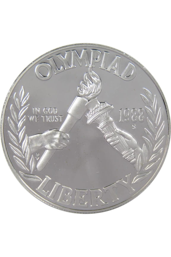 Seoul Olympiad Commemorative 1988 S 90% Silver Dollar Proof $1 Coin