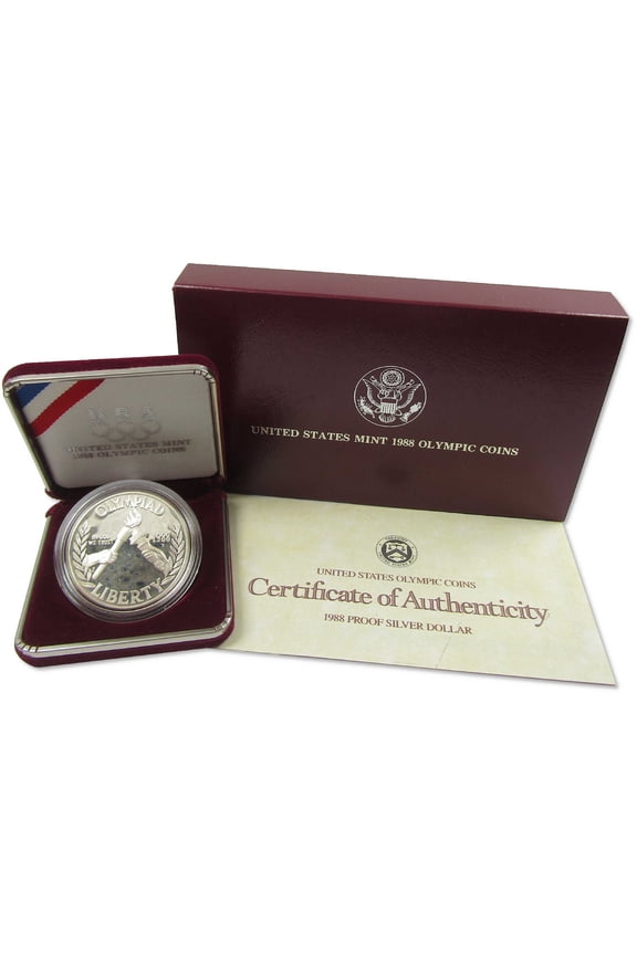 Seoul Olympiad Commemorative Dollar 1988 S Proof Silver OGP COA