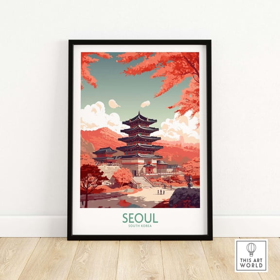 Seoul Print South Korea Travel Poster Art Home Dcor Artwork Birthday present Wedding anniv