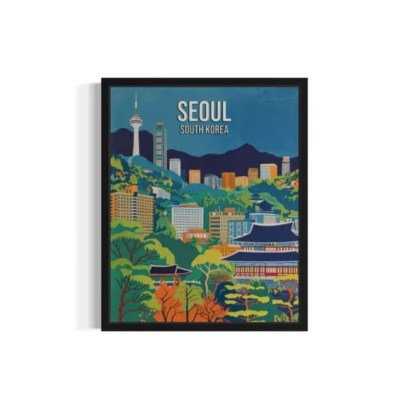 Seoul South Korea City Landmark Art Print Poster Wall Art Painting Home Decor Vintage Art Print Cute Birthday Gift Wall Art