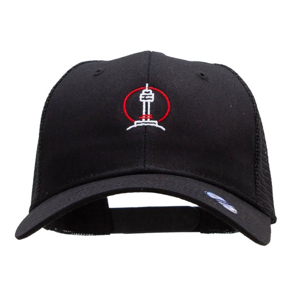 Seoul Tower Embroidered High Profile Mesh Cap - Black OSFM