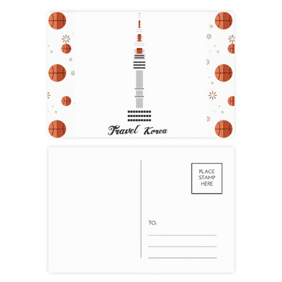 Seoul Tower in Korea Art Deco Fashion Basketball Postcard Set Thanks Card Mailing Side 20pcs