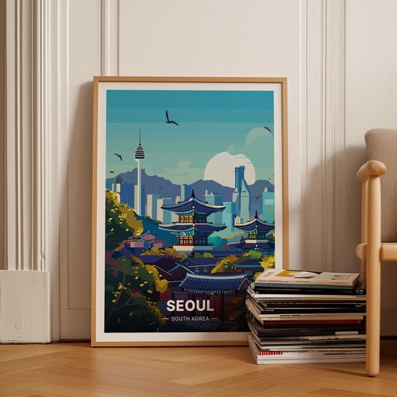 Seoul Travel South Korea Cityscape Art, Unframed Canvas 8x10in