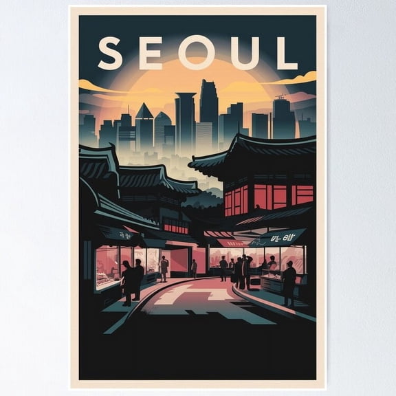 Seoul Vintage Travel Poster Poster, 24x36 UNFRAMED