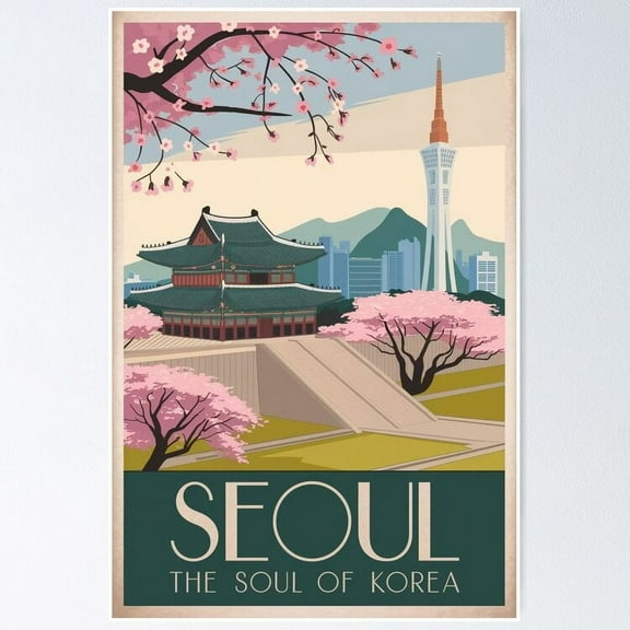 Seoul Vintage Travel Poster Poster, 8x12 UNFRAMED