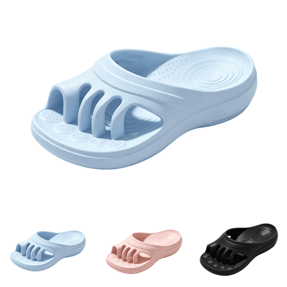Separat Toe Arch Support Slides Summer Home Outdoor Women Sandals Slippers Light Blue
