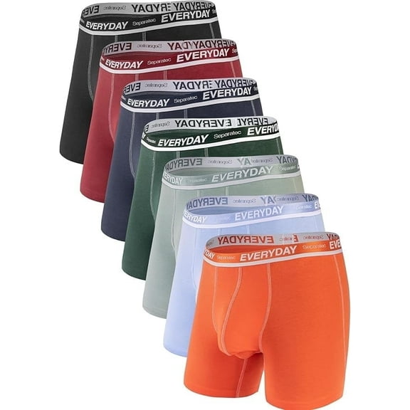 Separatec Men's Cotton Comfortable, Soft, Breathable Boxer Briefs, Black 7-Pack