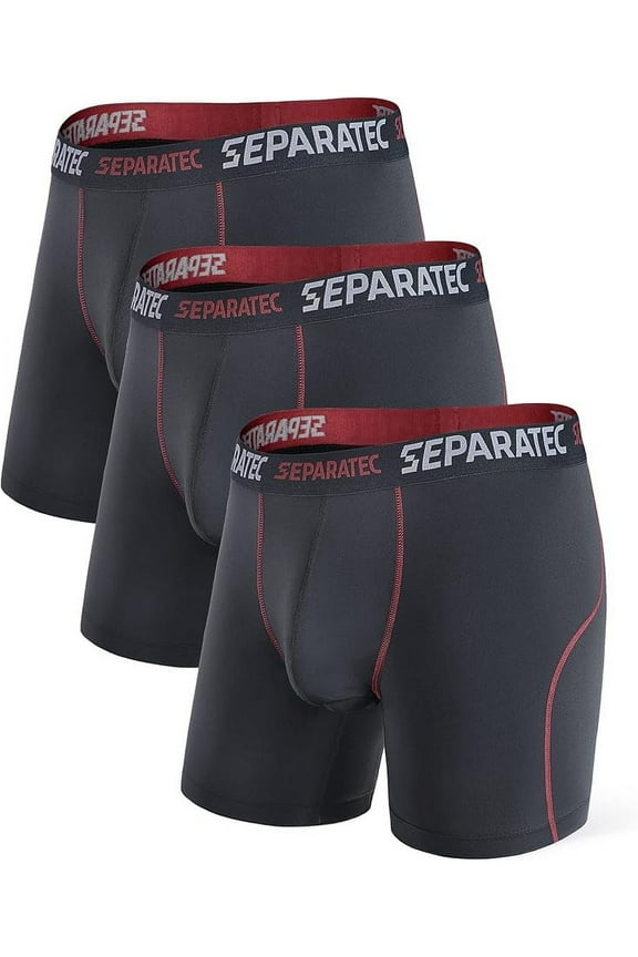 Men's Athletic Underwear Anti Chafing Quick Dry Long Leg Boxer Briefs for Men with Support Dual Pouch 3 Pack
