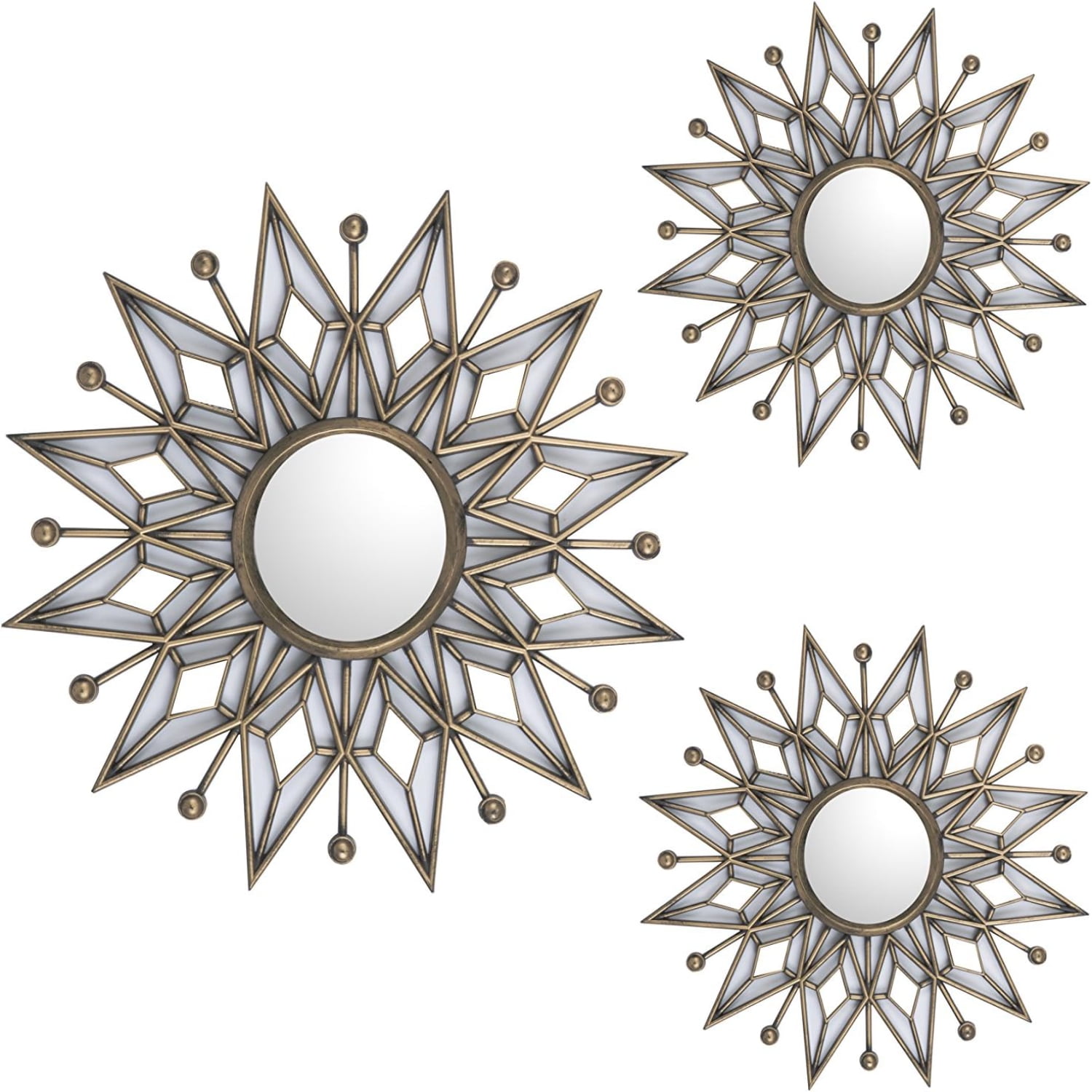 Lot De 3 Miroirs Décoratifs – Home Interiors – Métal Noir – Accent Mural