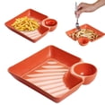 thumbnail image 1 of Separated Plate 7.1 Inch Multi Reusable Dip Tray Japanese Dumpling Plate Chips And Dip Serving Dish Charcuterie Easy Clean Stackable Kitchen Dining Party, 4 Pcs, 1 of 7