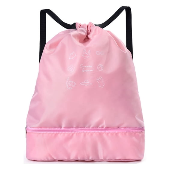 Separated Waterproof Backpack for All Swimmers - Pink, Large Wet/Dry Swim Bag