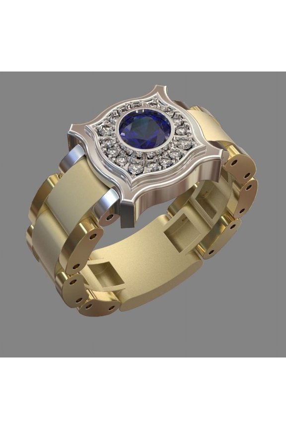 Separated round diamond men's ring