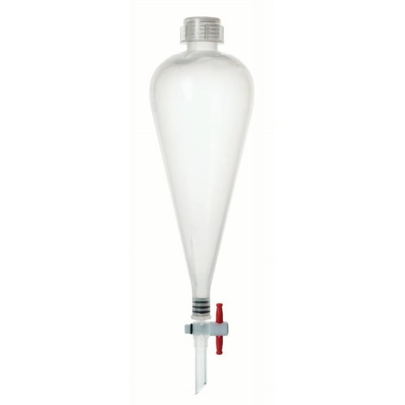 Separating Funnel, Polypropylene - 250ml Capacity, PTFE Key Stopcock, Leakproof Threaded Screw Cap - Eisco Labs